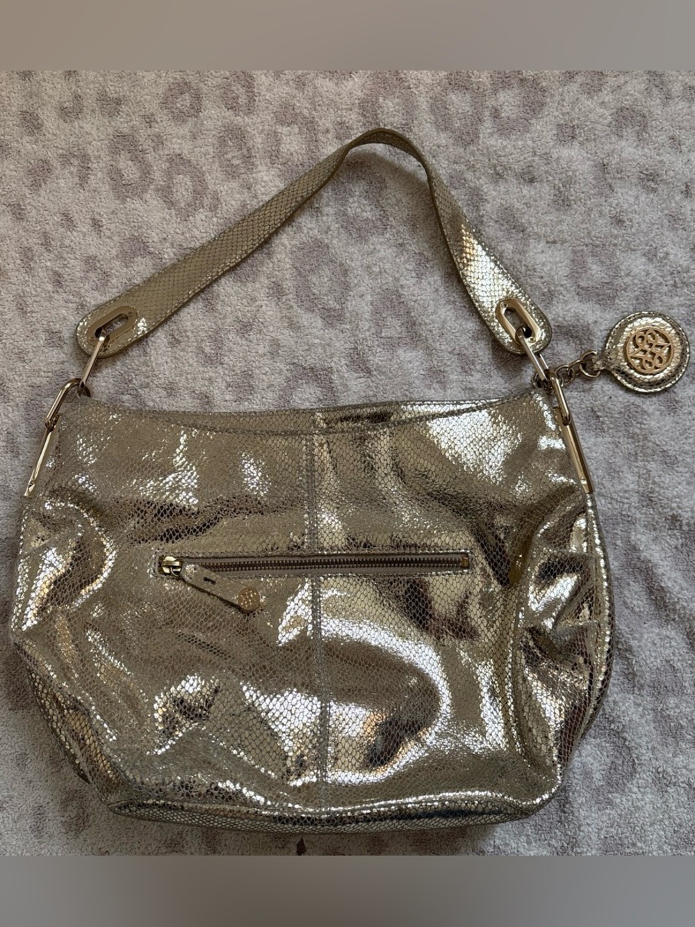 Y2K Metallic Gold Shoulder Bag - Women's Hobo Purse - Picture 2 of 6